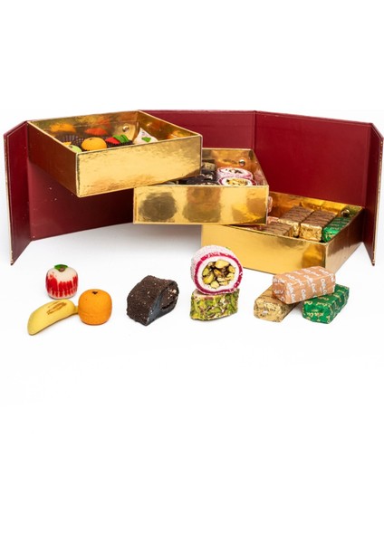 Spesiyal Lokum, Marzipan ve Gofret Çeşitleri Özel 3 Katlı Kutusuyla fiyatları