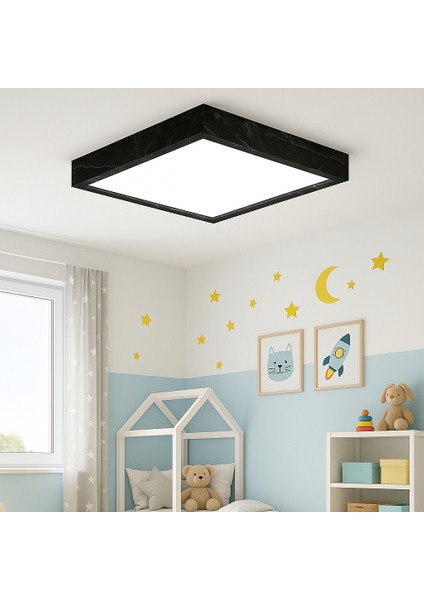 Ahşap Siyah Mermer Desenli Çerçeve LED Tavan Avize Enerji Tasarruflu LED Panel 60*60 cm 3200K Gün Işığı fiyatları