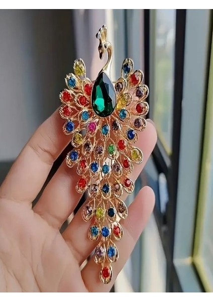 Renkli Taşlı Tavuskuşu Broş fiyatları