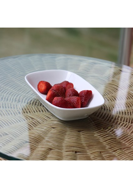 17 cm Porselen Kare Kare Kayık Tabak Kahvaltılık Mezelik 12 Adet