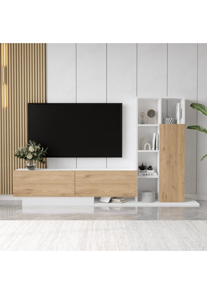 Forte Tv Ünitesi Kapaklı Kitaplık Raf Sepet-Beyaz For1-Sw fiyatları