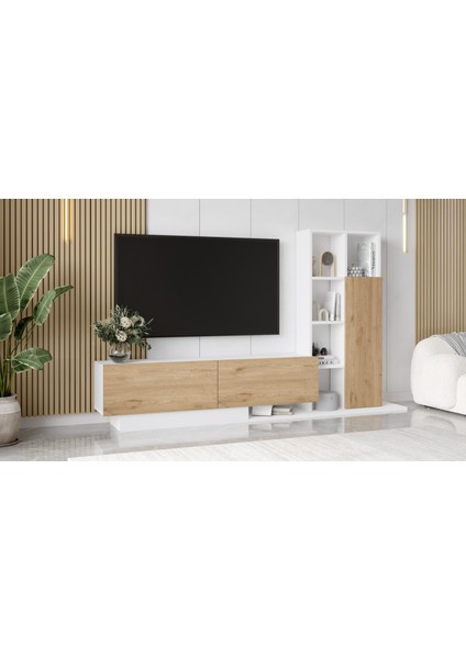 Forte Tv Ünitesi Kapaklı Kitaplık Raf Sepet-Beyaz For1-Sw modelleri