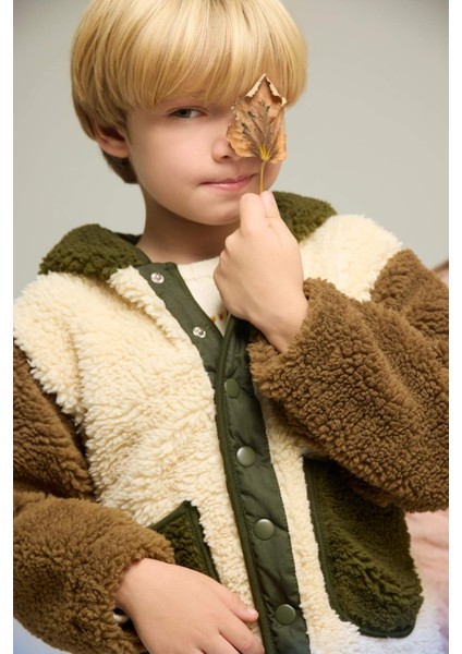 Erkek Bebek Kapüşonlu Pelüş Hırka F7586A525WN