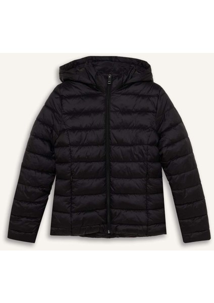 Su Geçirmez Hafif Şişme Mont Kapüşonlu Kapitoneli Fermuarlı Cepli Basic Düz Mevsimlik fırsatları