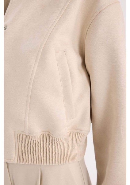 Kolej Yaka Bomber Mont Ceket Basic Düz Çıtçıtlı Süet B8822AX25SP fırsatları