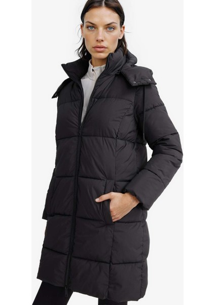 Su Geçirmez Regular Fit Kapüşonlu Fermuarlık Uzun Mont E8703AX25WN