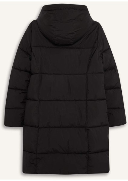 Su Geçirmez Regular Fit Kapüşonlu Fermuarlık Uzun Mont E8703AX25WN