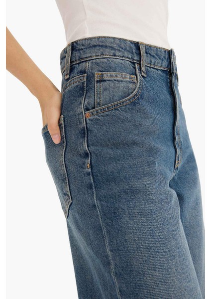 Baggy Fit Yüksek Bel Katlamalı Paça Jean Pantolon E9134AX25AU modelleri