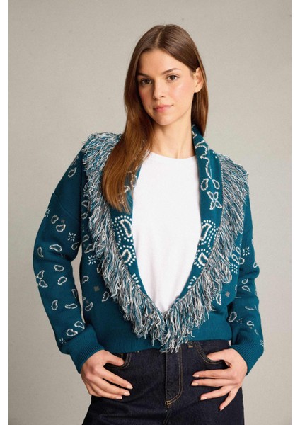 Oversize Geniş Kalıp Püskül Detaylı Triko Hırka G6391AX25WN