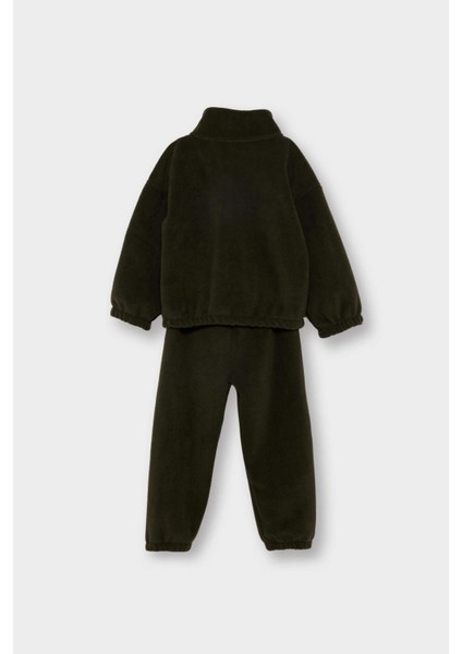 Erkek Bebek 2'li Takım Nakışlı Polar Dik Yaka Düğmeli Sweatshirt Eşofman Altı indirimleri