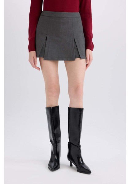 Yüksek Bel Pileli Casual Klasik Şort Etek modelleri