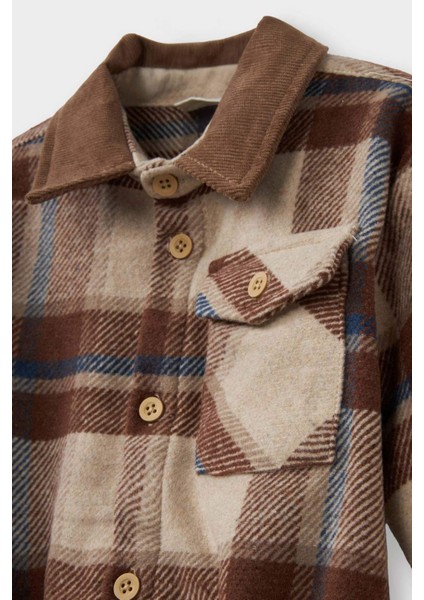 Erkek Bebek Kareli Flanel Uzun Kollu Gömlek modelleri