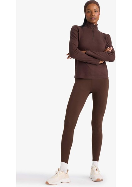 Fit Toparlayıcı Yüksek Bel İçi Yumuşak Tüylü Beli Saran Basic Düz Sporcu Tayt W8206AZ25AU