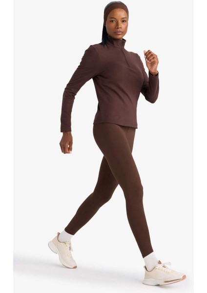 Fit Toparlayıcı Yüksek Bel İçi Yumuşak Tüylü Beli Saran Basic Düz Sporcu Tayt W8206AZ25AU modelleri