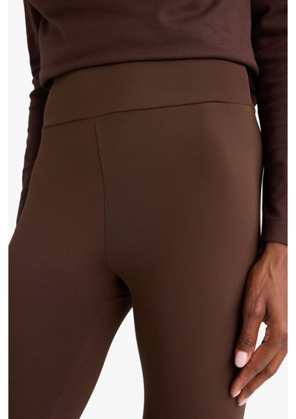 Fit Toparlayıcı Yüksek Bel İçi Yumuşak Tüylü Beli Saran Basic Düz Sporcu Tayt W8206AZ25AU indirimleri