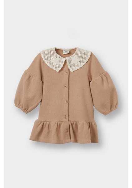 Kız Bebek Bebe Yaka Uzun Kollu Elbise fiyatları