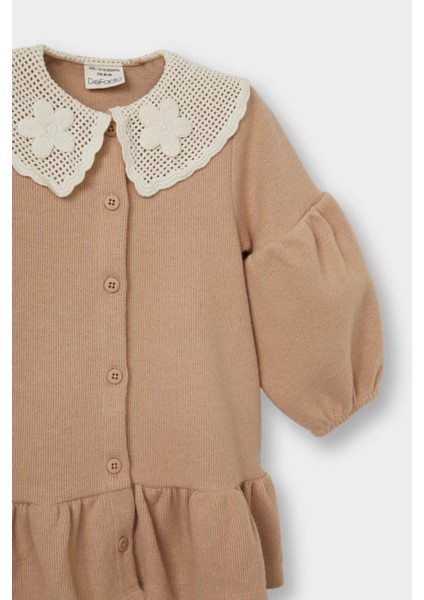 Kız Bebek Bebe Yaka Uzun Kollu Elbise modelleri