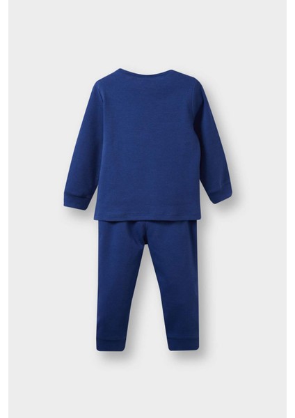 Erkek Bebek Pijama Takımı Dinozor Baskılı Uzun Kollu Üst Uzun Alt