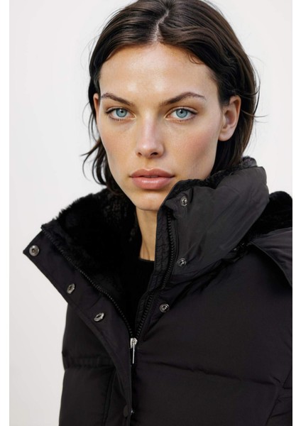 Su Geçirmez Puffer Şişme Mont Kapüşonlu Fermuar Çıtçıt Kapmalı Cepli C9523AX24WN fırsatları