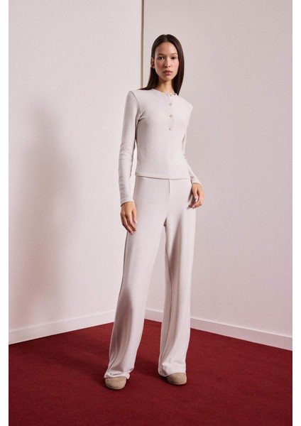 Beli Lastikli Wide Leg Geniş Paça Eşofman Altı F0981AX25WN