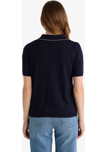 Regular Fit Polo Yaka Kısa Kollu Triko Kazak G0490AX25AU fırsatları