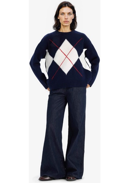 Oversize Geniş Kalıp Baklava Dilimli Bisiklet Yaka Triko Kazak F1233AX25SP fiyatları