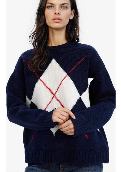 Oversize Geniş Kalıp Baklava Dilimli Bisiklet Yaka Triko Kazak F1233AX25SP modelleri