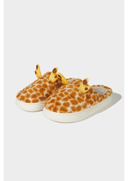 Kadın Zürafa Temalı Düz Taban Ev Terliği F1547AX25WN modelleri