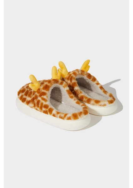 Kadın Zürafa Temalı Düz Taban Ev Terliği F1547AX25WN indirimleri