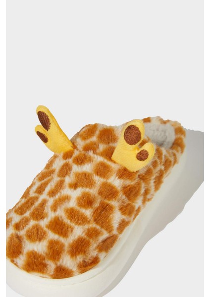 Kadın Zürafa Temalı Düz Taban Ev Terliği F1547AX25WN
