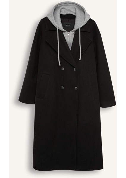 Regular Fit Kapüşonlu Düğmeli Kaşe Kaban D4184AX24WN