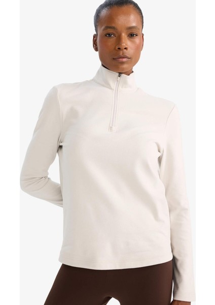 Standart Fit Dik Yaka Fermuarlı Sporcu Sweatshirt F1687AX25WN