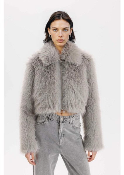 Regular Fit Cepli Fermuarlı Kısa Suni Kürk Ceket Mont D5956AX24WN modelleri