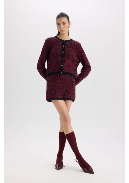 A Kesim Leopar Desenli Mini Triko Etek fiyatları