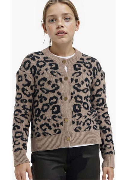 Kız Çocuk Leopar Desenli Düğmeli Hırka G3065A825AU