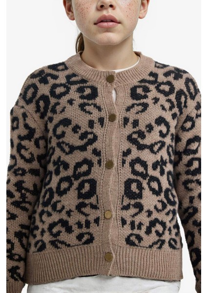 Kız Çocuk Leopar Desenli Düğmeli Hırka G3065A825AU modelleri