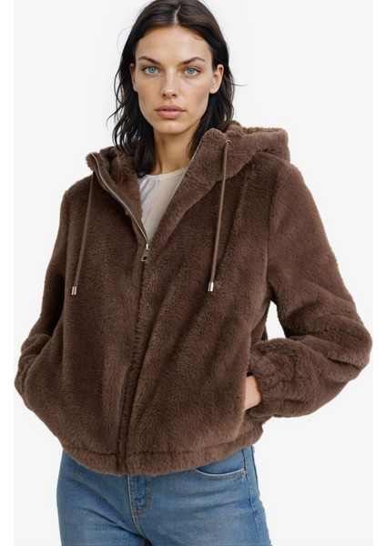 Regular Fit Polar Astarlı Kapüşonlu Fermuarlı Suni Kürk F2148AX25WN modelleri