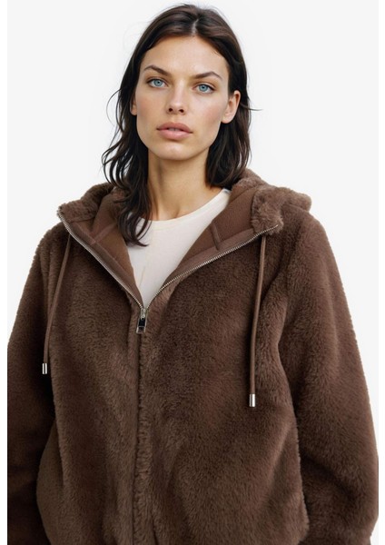 Regular Fit Polar Astarlı Kapüşonlu Fermuarlı Suni Kürk F2148AX25WN fırsatları