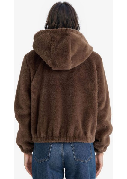 Regular Fit Polar Astarlı Kapüşonlu Fermuarlı Suni Kürk F2148AX25WN