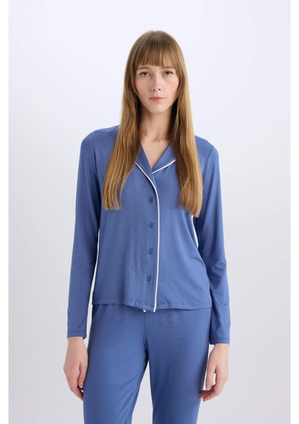 Pijama Takımı Regular Fit Uzun Kollu Üst Uzun Alt-Fall in Love modelleri