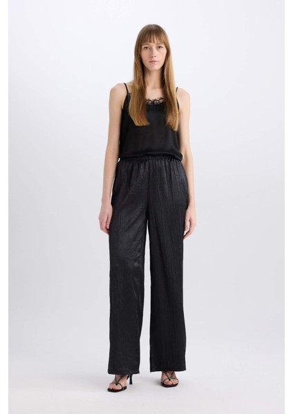 Wide Leg Cepli Yüksek Bel Geniş Paça Uzun Boy Kraş Kumaş Pantolon E2739AX24WN