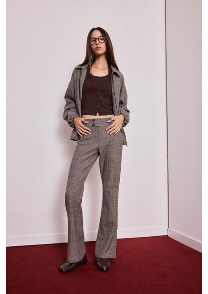 Flare Fit Fermuarlı Normal Bel Standart Boy Pantolon G3484AX25WN