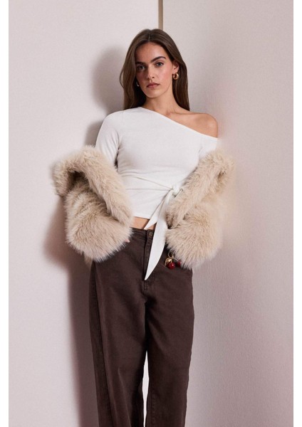 Fitted Tek Omuzlu Bağlama Detaylı Uzun Kollu Bluz G3669AX25WN