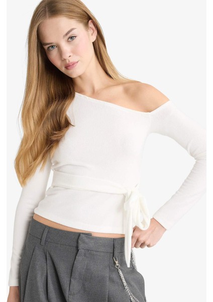 Fitted Tek Omuzlu Bağlama Detaylı Uzun Kollu Bluz G3669AX25WN fiyatları