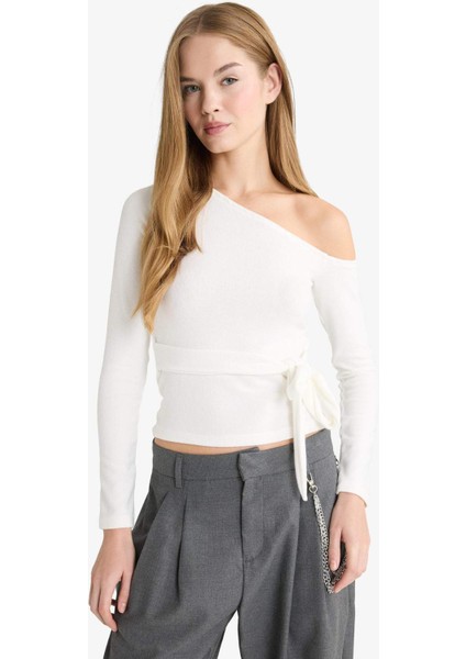 Fitted Tek Omuzlu Bağlama Detaylı Uzun Kollu Bluz G3669AX25WN modelleri