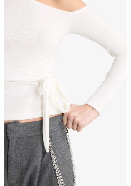 Fitted Tek Omuzlu Bağlama Detaylı Uzun Kollu Bluz G3669AX25WN fırsatları