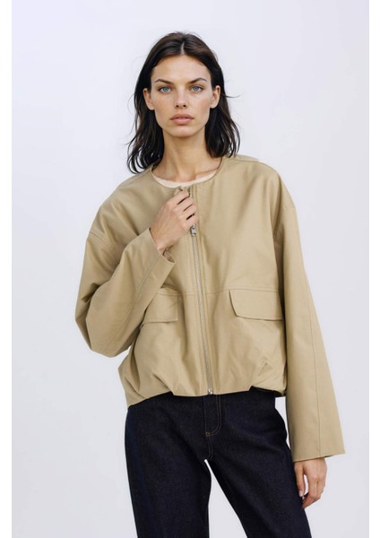 Su Geçirmez Cepli Fermuarlı Hafif Mont E3377AX25SP