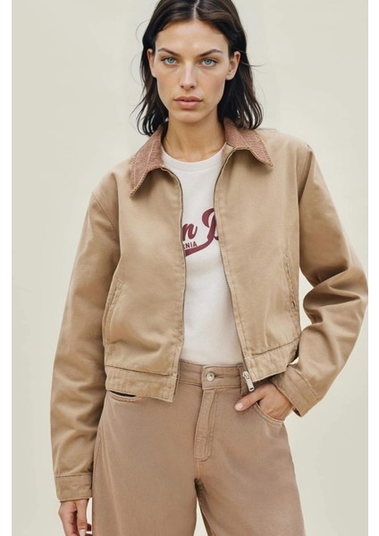 Regular Fit Kontrast Yakalı Cepli Pamuklu Ceket Mont E6260AX25SP