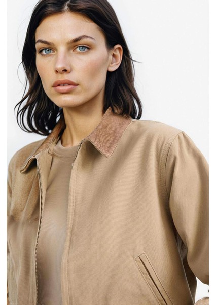 Regular Fit Kontrast Yakalı Cepli Pamuklu Ceket Mont E6260AX25SP indirimleri