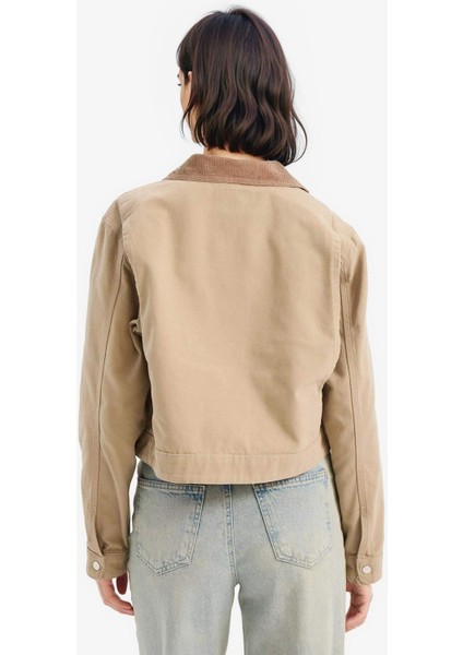 Regular Fit Kontrast Yakalı Cepli Pamuklu Ceket Mont E6260AX25SP